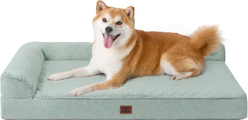 Vista 10 de EHEYCIGA - Cama ortopédica para perros de tamaño mediano, cama de espuma viscoelástica para perros, color beige Small Dog Sofa with Washable