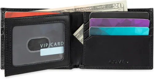 Vista 7 de Levi's Cartera delgada para hombre con capacidad extra y bloqueo RFID, estilo bifold con múltiples ranuras para tarjetas