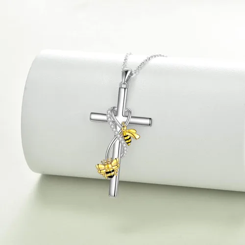 Vista 2 de POPLYKE Regalos para el Día de la Madre para mamá, collar de cruz de joyería regalos para madre, hija, abuela, plata de ley 925, collar con colgante