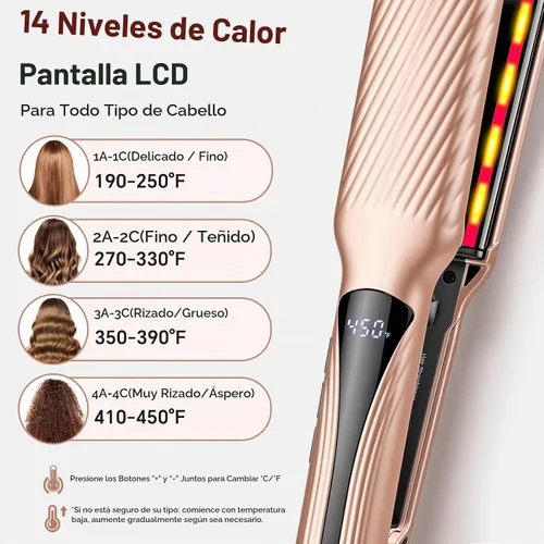 Vista 5 de Flat Iron Hair Straightener with 1.6" Infrared Ceramic Wide Plates
