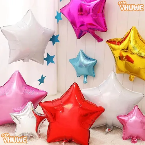 Vista 28 de Globos de estrella beige de 18 pulgadas, 10 globos de Mylar de forma estrella beige con revestimiento metálico de helio para decoraciones de fiesta
