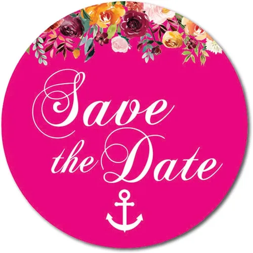 Vista 8 de Darling Souvenir 45 piezas amarillo redondo floral & Anchor Save the Date pegatinas DIY sobre Sellos - 1.6 pulgadas