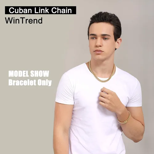 Vista 7 de Collar o pulsera de eslabones cubanos con cierre de caja de diseño para hombres de 0.236 in, 0.315 in, 0.394 in, 0.472 in, 0.591 in, 0.709 in, oro