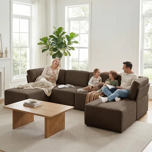 Vista 11 de CECER Sofá modular modular, sofá convertible en forma de U con tumbonas