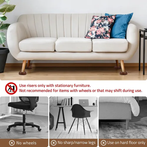 Vista 3 de Bloques de Madera para Elevar la Cama - Extensoes de Altura para Muebles de 1 Pulgada en Círculo para Sofá, Sofá Cama, Escritorio, Silla, Mesa, Base