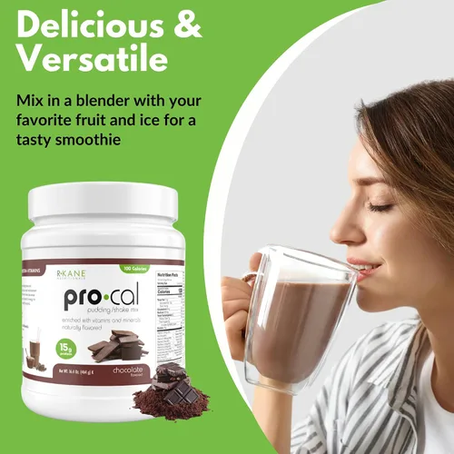 Vista 4 de Pro-Cal - Polvo de reemplazo de comida de chocolate, mezcla de pudín y batido alto en proteínas, bajo en calorías, bajo en carbohidratos, sin