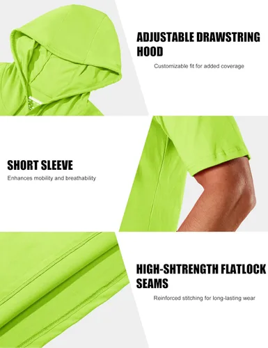 Vista 66 de MAGCOMSEN Sudadera con capucha de algodón de manga corta para hombre, sudadera ligera con capucha