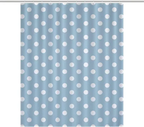 Vista 58 de Juego de 3 alfombras de baño con diseño de lunares, color azul aguamarina, antideslizante, con contorno en forma de U y tapa de inodoro
