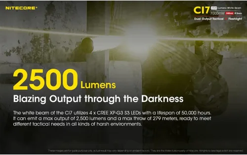 Vista 4 de Nitecore CI7 2500 Lumen linterna táctica con 7000mw 940nm largo alcance infrarrojo IR iluminador NL1835HP, organizador LumenTac