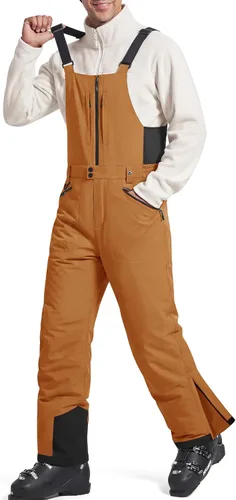 Vista 10 de FREE SOLDIER Overoles de esquí con peto para hombre, impermeables y con aislamiento Negro