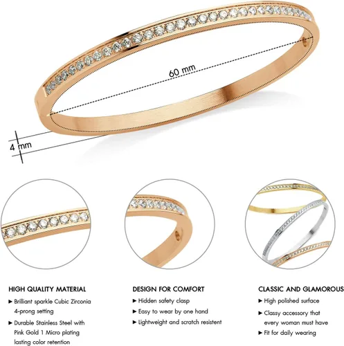 Vista 3 de 555Jewelry Pulsera de acero inoxidable para mujer