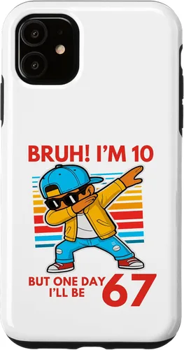 Vista 8 de Bruh I'm 10 But One-Day I'll Be 67 Retro 10th Birthday Kids Case for iPhone 17