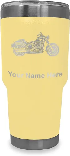 Vista 7 de LaserGram Vaso personalizado de 20 onzas, motocicleta (negro) Regalo grabado para motociclistas, acero inoxidable aislado al vacío, grabado