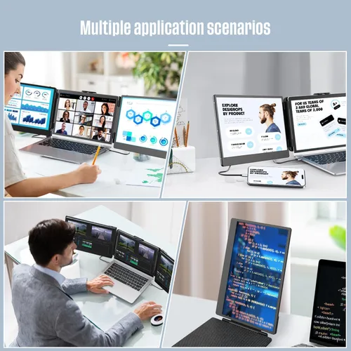Vista 6 de ALLVIA Extensor de Pantalla para Portátil de 14 pulgadas, 1080P FHD IPS, Monitor Portátil para Portátil de 13 a 17 pulgadas, Triple Monitor