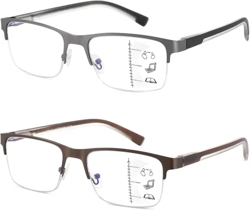 Vista 9 de Gafas de Lectura Multifocales para Hombres, Bifocales, Progresivas, Multifocales, sin Línea, de Lectura de Computadora, Bloqueo de Luz Azul, Armazón