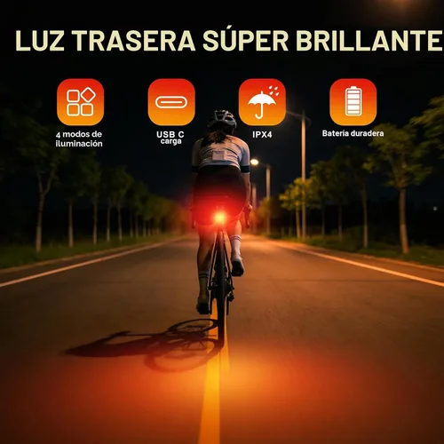 Vista 6 de KunHe USB Rechargeable Bike Tail Lights Super Bright Bicycle Rear Safety Light with 4 Light Modes for Skateboards Strollers and Wheelchairs