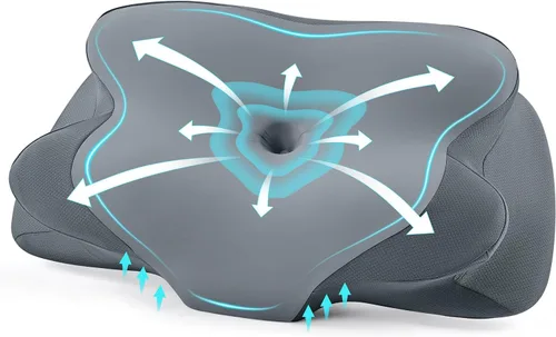 Vista 39 de DONAMA - Almohada cervical para cuello y hombros, diseño de espuma viscoelástica contorneado, soporte ergonómico para dormir de lado, espalda o boca