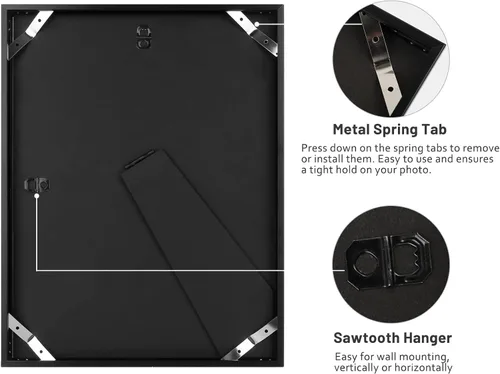 Vista 5 de Frametory, Portarretratos de aluminio negro de 6 x 8 pulgadas, juego de 1, ideal para mostrar fotos de 5 x 7 con paspartú o 6 x 8 sin paspartú