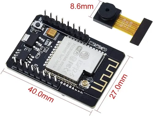 Vista 5 de ESP32-CAM - Placa Bluetooth WiFi USB a puerto serie CH340G con cámara OV2640 de 2MP + placa base