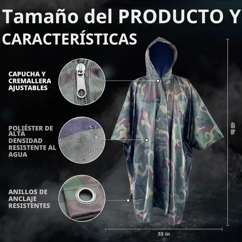 Vista 4 de Poncho nuclear militar M15 V.2, poncho táctico del ejército para la protección de CBRN