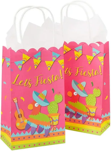 Vista 4 de Blue Panda Bolsas de recuerdo de fiesta, paquete de 24, papel multicolor con asas de cuerda, 9 x 5.3 x 3.15 pulgadas, para dulces y golosinas
