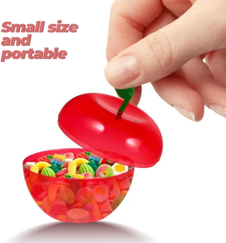 Vista 3 de ARTIBETTER Recipiente de regalo rojo, 8 unidades de manzanas de plástico, cajas de dulces, cajas de regalo, adornos decorativos rellenables