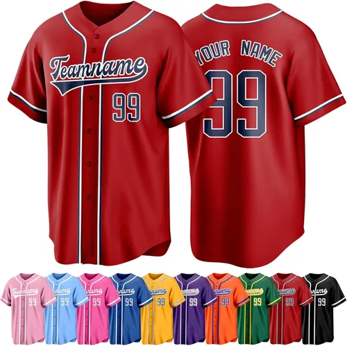 Vista 32 de Custom Baseball Jersey Personalized Short Sleeve Team Sport Uniform Baseball Shirt for Men Women Youth Boy