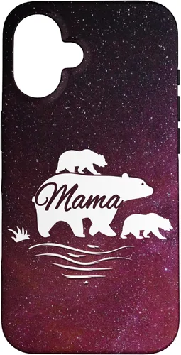 Vista 32 de Mama Bear with 2 Cubs Space Stars Galaxy Mama Bear Case for iPhone 17