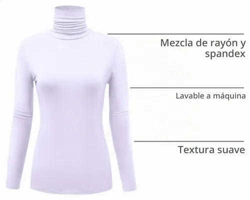 Vista 4 de AUHEGN - Camiseta de cuello alto con manga larga, ligera y ajustada para mujer, con cuello de tortuga (talla S-XXL)
