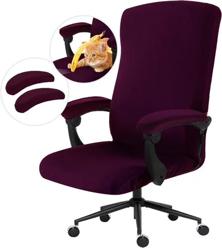 Vista 19 de Fundas elásticas resistentes al agua para sillas de computadora - Protectores lavables para respaldo giratorio y asiento para mascotas - Negro