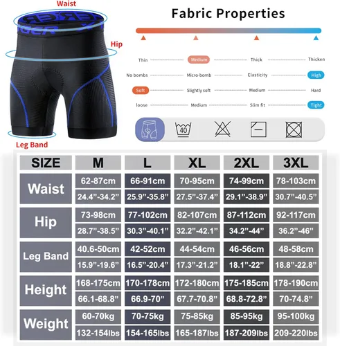 Vista 5 de X-TIGER Pantalones cortos de ciclismo para hombre con bolsillo trasero, pantalones cortos de ciclismo acolchados de gel 5D para hombre, medias