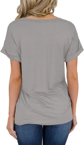 Vista 2 de Miholl Camiseta holgada, informal, de manga corta, con cuello en V, para mujer