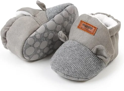 Vista 7 de Ohwawadi - Calcetines de forro polar para bebé o niña, suaves y calientes, botas o zapatos para bebés recién nacidos, con estilos de dibujos