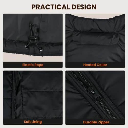 Vista 5 de FUNPRO Chaleco térmico para hombres y mujeres, chaquetas térmicas ligeras, diseño de luces fuera (paquete de baterías no incluidas)
