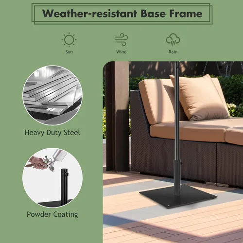 Vista 7 de Tangkula Base de sombrilla de patio de 35 libras, soporte de sombrilla resistente de 20 pulgadas, base cuadrada para sombrilla con almohadillas