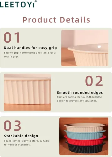 Vista 3 de LEETOYI Juego de 4 moldes ovalados de porcelana para gratinar, para 1 o 2 personas, utensilios para hornear con doble asa para cocina y hogar