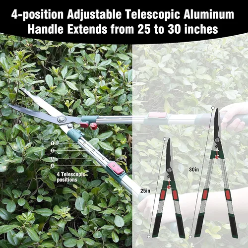 Vista 4 de GARTOL Juego de Herramientas de Jardín de 3 Piezas - Podadora de Bypass, Tijeras para Setos, Tijeras de Podar con Mangos Telescópicos de Aluminio