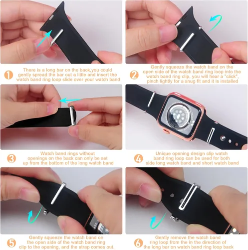 Vista 2 de Anillos decorativos de metal compatibles con Iwatch de 1.496 pulgadas, 1.575 pulgadas, 1.654 pulgadas, 1.732 pulgadas, joyería brillante, accesorios