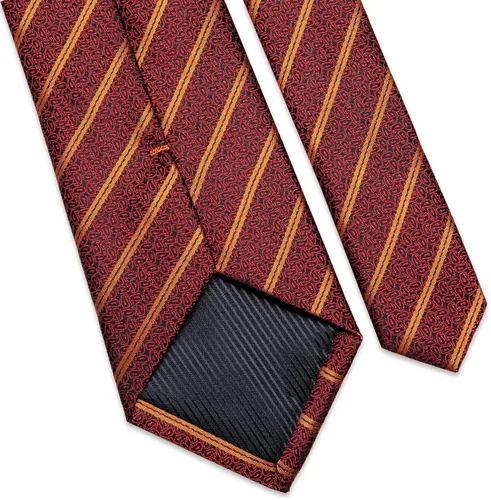 Vista 6 de DiBanGu Juego de corbata a rayas para hombre, corbata tejida de seda a cuadros y gemelos cuadrados de bolsillo, negocios y bodas