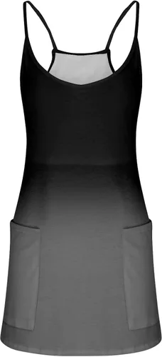Vista 3 de Camiseta sin mangas para mujer, con tirantes delgados, conjunto deportivo deportivo con cuello en V, camisas sin mangas de verano con pantalones