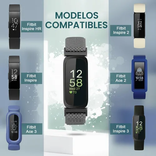 Vista 5 de Bandas elásticas de nailon compatibles con Fitbit Inspire 3/Inspire 2/Inspire HR/Inspire/Ace 3/Ace 2, correas elásticas ajustables suaves