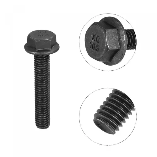 Vista 5 de uxcell Pernos de brida dentada hexagonal M8-0.049x1.772 in Tornillos de acero al carbono de grado 10.9 5pcs