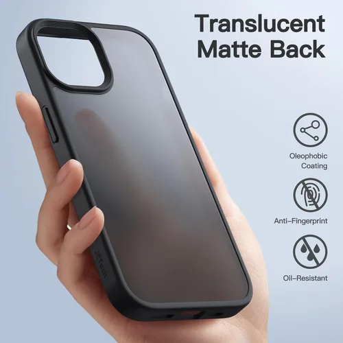 Vista 3 de JETech Funda mate para iPhone 15 Plus de 6.7 pulgadas, a prueba de golpes, protección contra caídas de grado militar, cubierta trasera translúcida