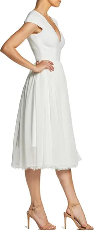 Vista 2 de Dress the Population Corey - Vestido midi de manga casquillo para mujer