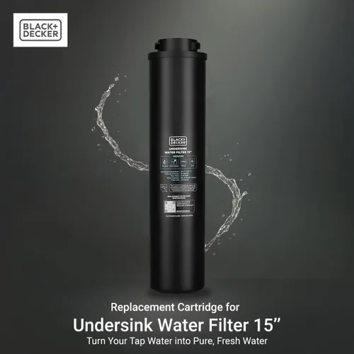 Vista 2 de BLACK+DECKER Cartucho de filtro de repuesto para debajo del fregadero de 15 pulgadas Filtración eficiente 16,000 galones Certificado NSF/ANSI