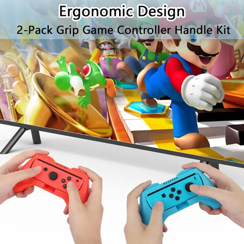 Vista 8 de HEYSTOP Kit de accesorios de funda compatible con Nintendo Switch 12 en 1 Switch funda de transporte PlayStand Grip Volante agarre protector