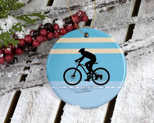 Vista 2 de Adorno navideño para bicicleta de carretera, ciclismo, bicicleta, árbol de Navidad, adorno navideño, adorno de Navidad, adorno navideño impreso