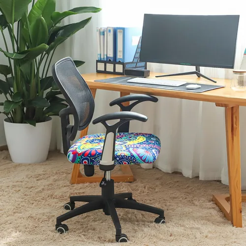 Vista 3 de Forcheer - Funda para asiento de silla de oficina 19x19 pulgadas, estirable impresa, funda pequeña ajustada para silla de escritorio de computadora
