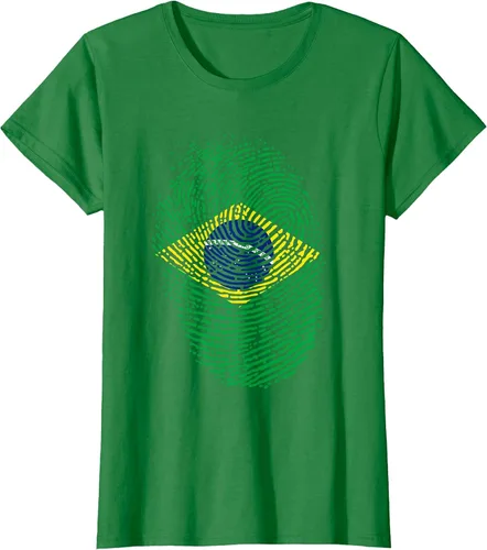 Vista 7 de Camiseta patriótica de la bandera brasileña con huella dactilar Asphalt Grey