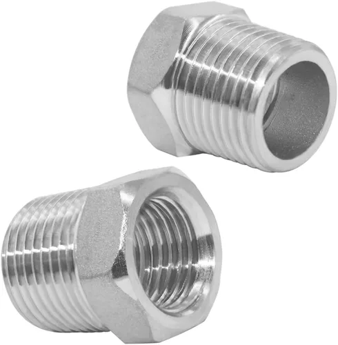 Vista 7 de Joywayus Reductor de buje de cabeza hexagonal de acero inoxidable, montaje de tubería 1 NPT macho × 1/2 NPT hembra (paquete de 2)
